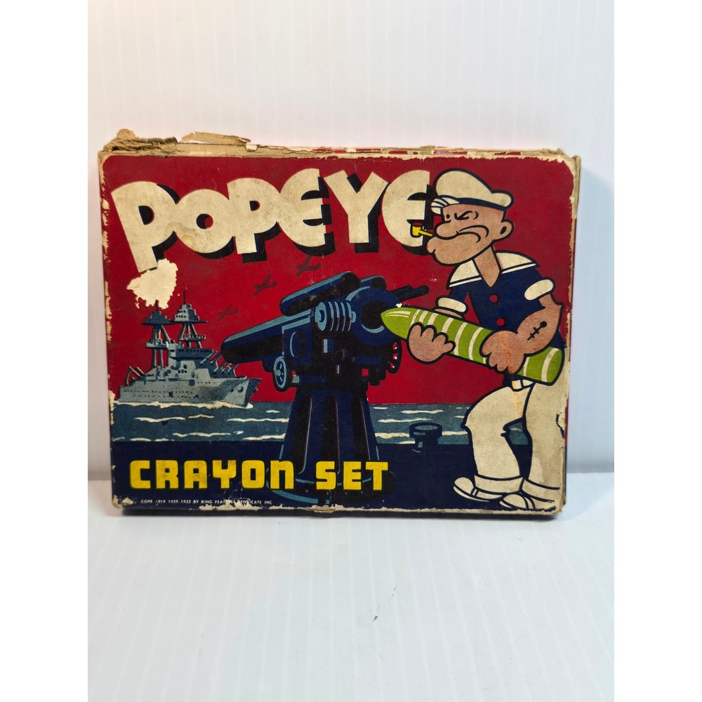 Vintage Popeye Crayon Set The American‎ Crayon Company Boxed Art